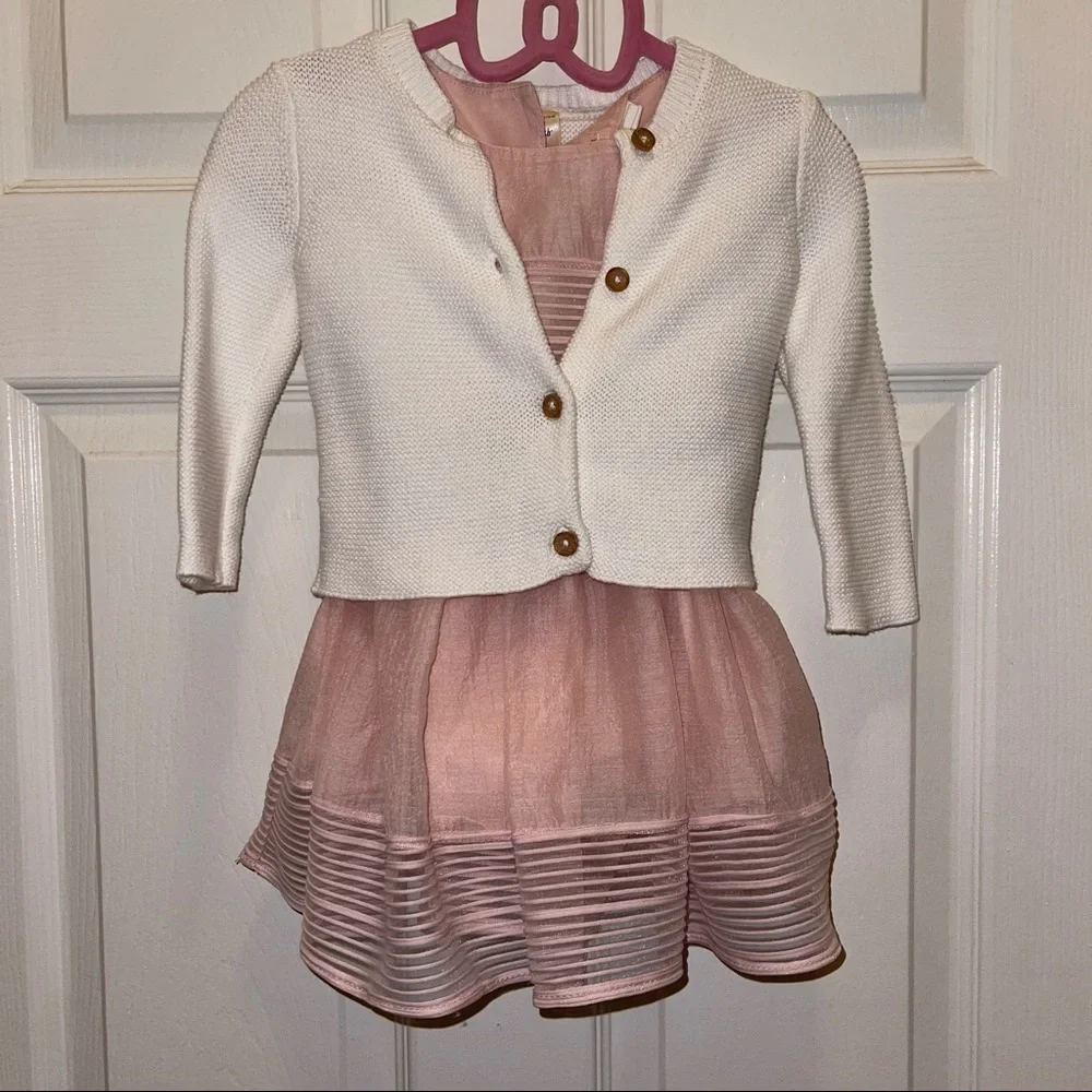 Baby B’Gosh Classic Preppy White Cotton Knit Button Down Cardigan 9 Months